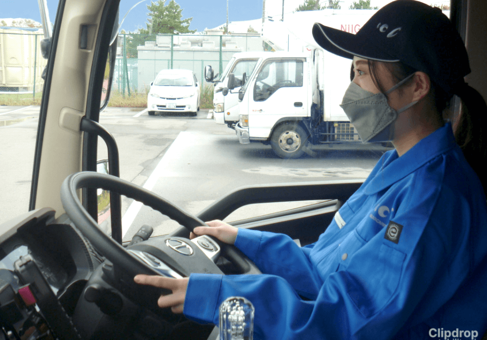 運転中の女性スタッフ